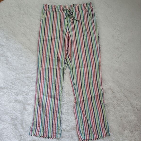Cynthia Linen blend colorful striped pants size medium - Picture 1 of 5